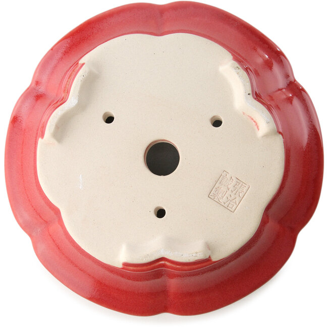 Maceta redonda para bonsái roja de Yixing - 205 x 205 x 65 mm