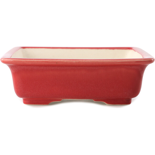 Vaso bonsai quadrato rosso di Yixing - 210 x 210 x 65 mm