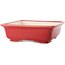 Square red bonsai pot by Yixing - 210 x 210 x 65 mm