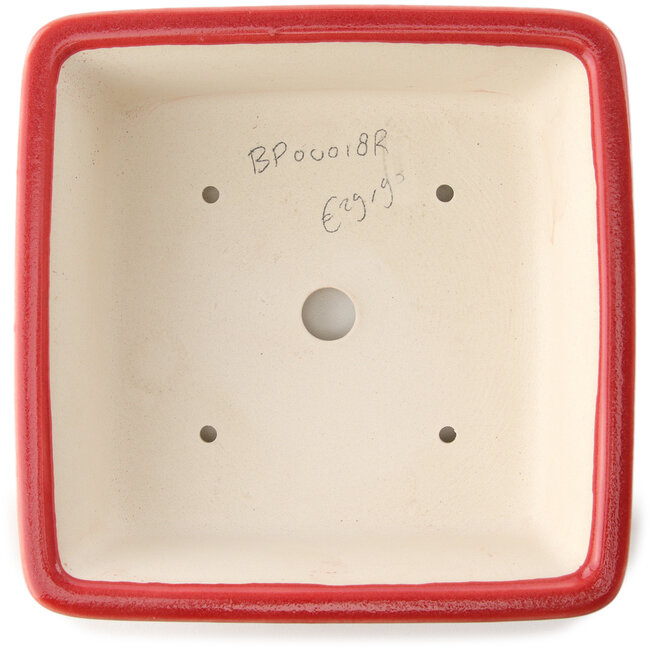Maceta cuadrada para bonsái roja de Yixing - 210 x 210 x 65 mm