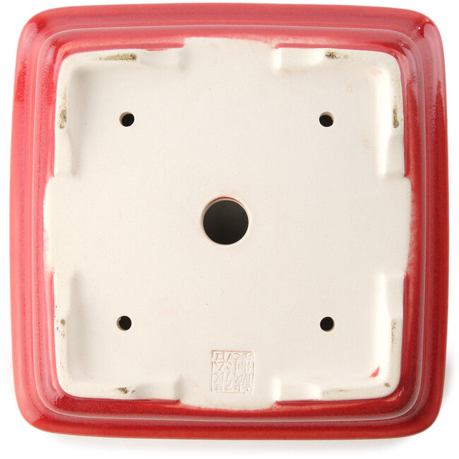 Vaso bonsai quadrato rosso di Yixing - 210 x 210 x 65 mm
