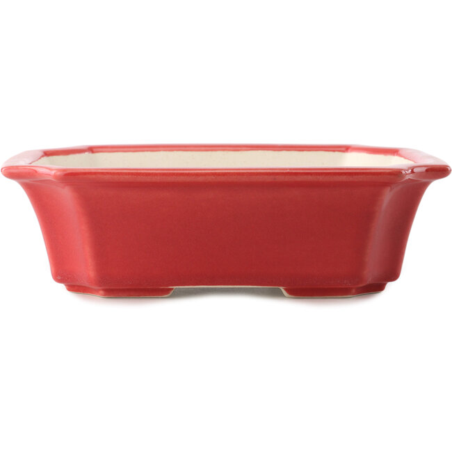 Vaso bonsai rettangolare rosso di Yixing - 220 x 180 x 60 mm