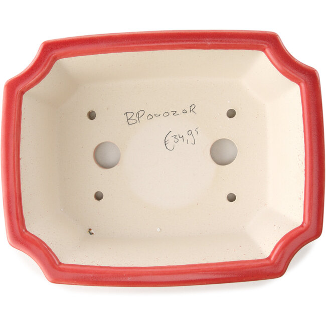 Rechteckiger roter Bonsaitopf von Yixing – 220 x 180 x 60 mm