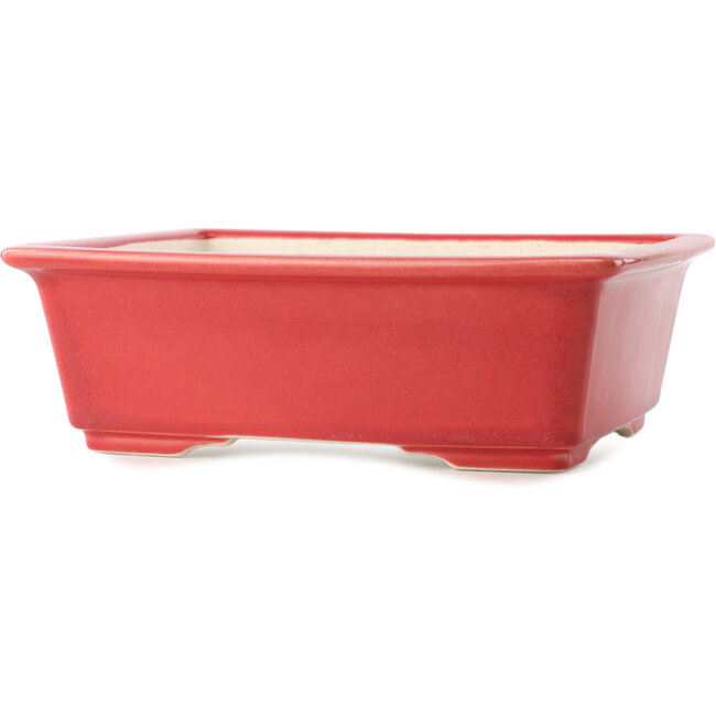 Maceta rectangular para bonsái roja de Yixing - 215 x 170 x 70 mm
