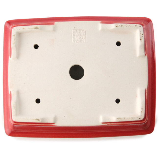 Maceta rectangular para bonsái roja de Yixing - 215 x 170 x 70 mm
