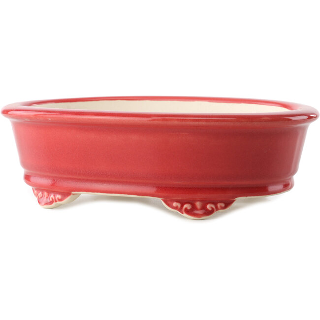 Vaso bonsai ovale rosso di Yixing - 270 x 200 x 80 mm