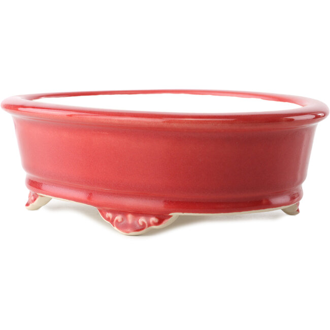 Vaso bonsai ovale rosso di Yixing - 270 x 200 x 80 mm