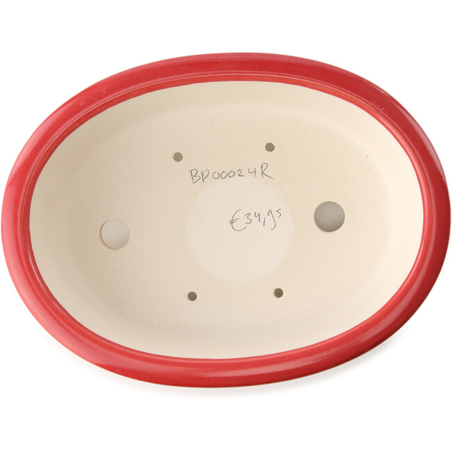 Pot à bonsaï ovale rouge par Yixing - 270 x 200 x 80 mm