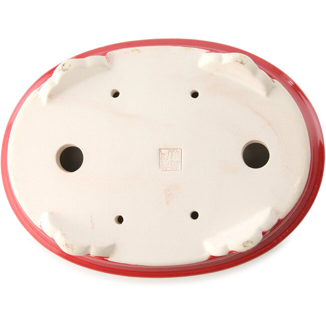 Pot à bonsaï ovale rouge par Yixing - 270 x 200 x 80 mm