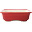 Square red bonsai pot by Yixing - 210 x 210 x 65 mm