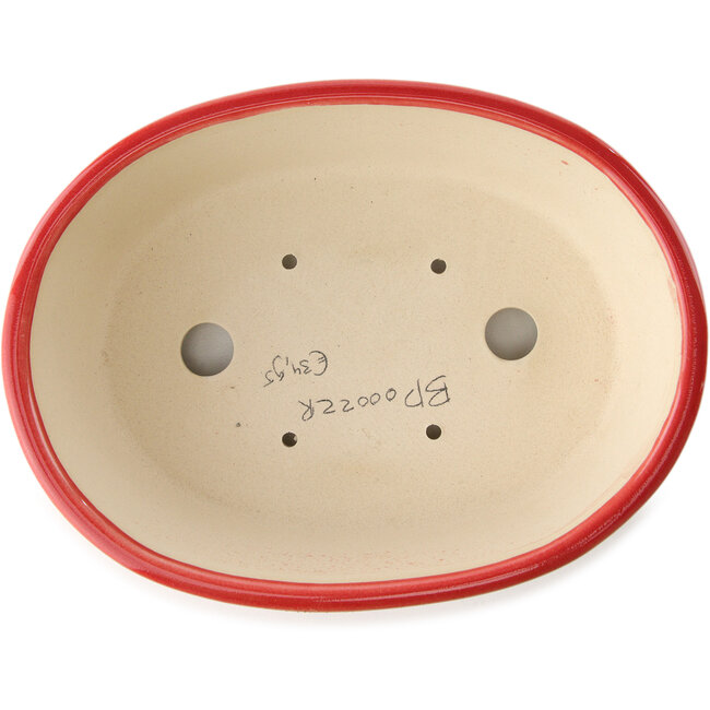 Pot à bonsaï ovale rouge par Yixing - 235 x 185 x 75 mm