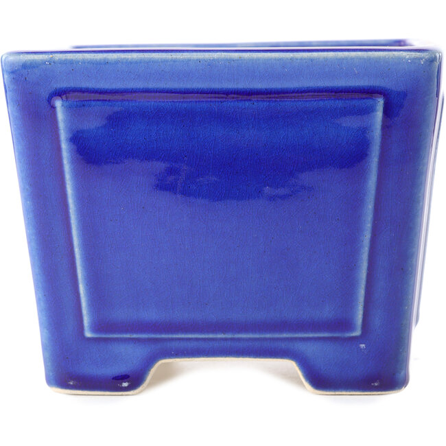 Square dark blue bonsai pot by Yixing - 140 x 140 x 110 mm