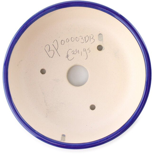 Runde dunkelblaue Bonsaischale von Yixing – 145 x 145 x 55 mm