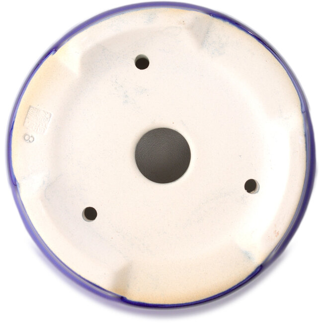 Runde dunkelblaue Bonsaischale von Yixing – 145 x 145 x 55 mm