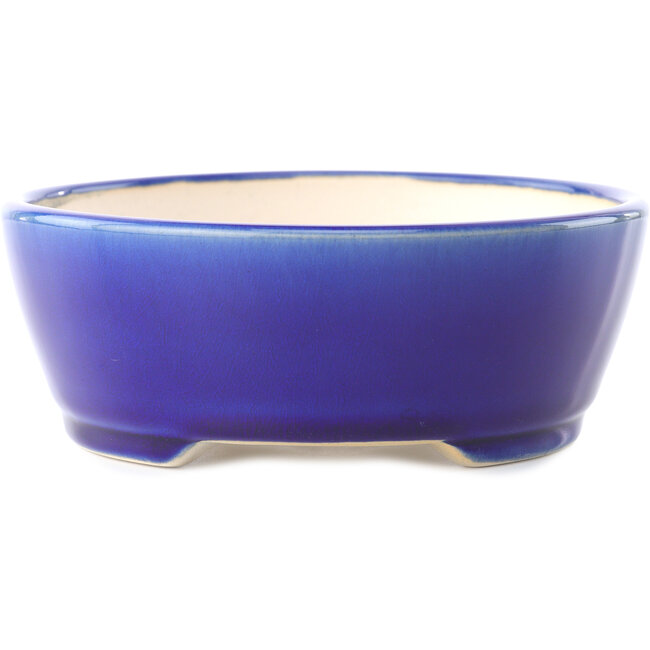 Runde dunkelblaue Bonsaischale von Yixing – 145 x 145 x 55 mm
