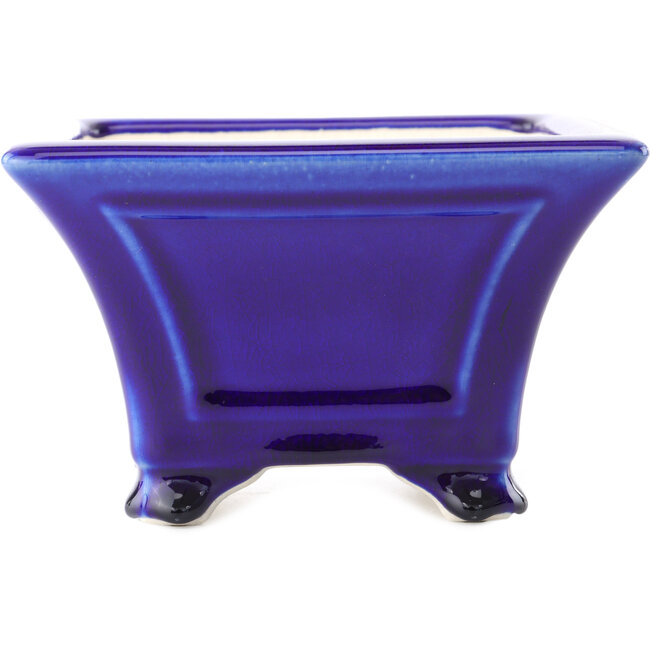 Pot à bonsaï carré bleu foncé par Yixing - 150 x 150 x 90 mm