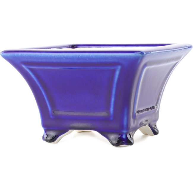 Square dark blue bonsai pot by Yixing - 150 x 150 x 90 mm