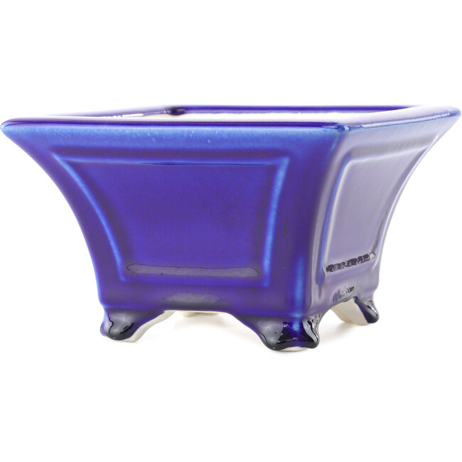 Vierkante donkerblauwe bonsaipot van Yixing - 150 x 150 x 90 mm