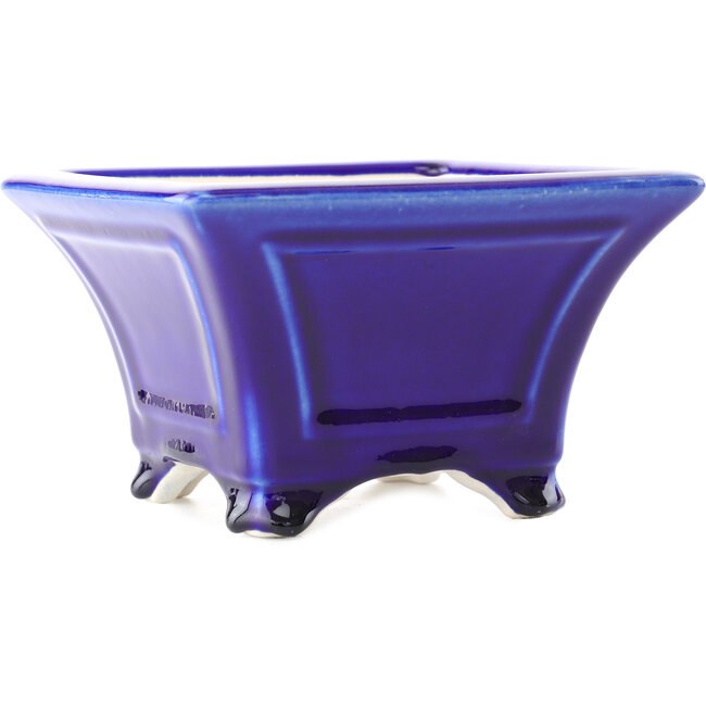 Square dark blue bonsai pot by Yixing - 150 x 150 x 90 mm