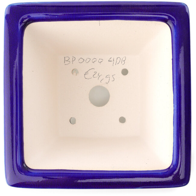 Vaso bonsai quadrato blu scuro di Yixing - 150 x 150 x 90 mm