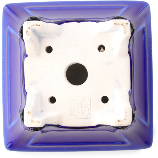 Pot à bonsaï carré bleu foncé par Yixing - 150 x 150 x 90 mm