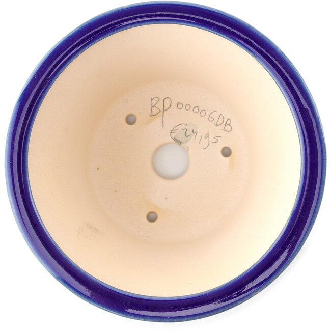 Ronde donkerblauwe bonsaipot van Yixing - 160 x 160 x 80 mm