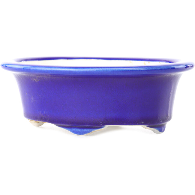 Pot à bonsaï ovale bleu foncé par Yixing - 170 x 130 x 60 mm