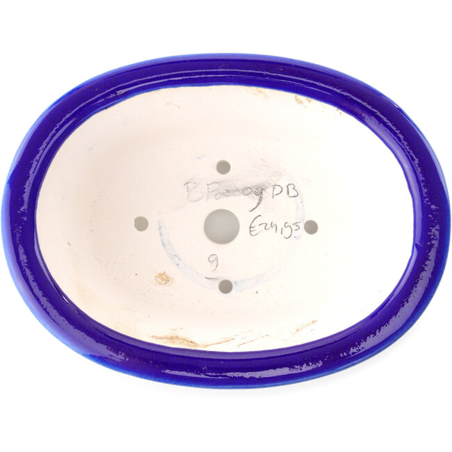 Maceta ovalada para bonsái azul oscuro de Yixing - 170 x 130 x 60 mm