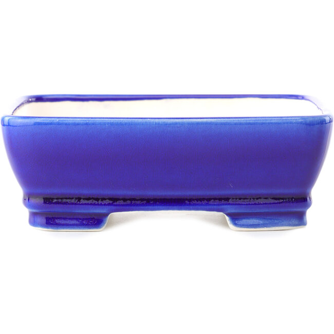 Rectangular dark blue bonsai pot by Yixing - 180 x 140 x 60 mm