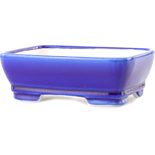 Maceta rectangular para bonsái azul oscuro de Yixing - 180 x 140 x 60 mm