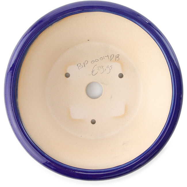 Pot à bonsaï rond bleu foncé par Yixing - 215 x 215 x 75 mm