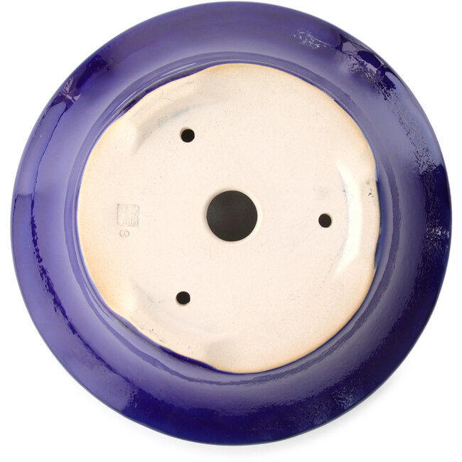 Ronde donkerblauwe bonsaipot van Yixing - 215 x 215 x 75 mm