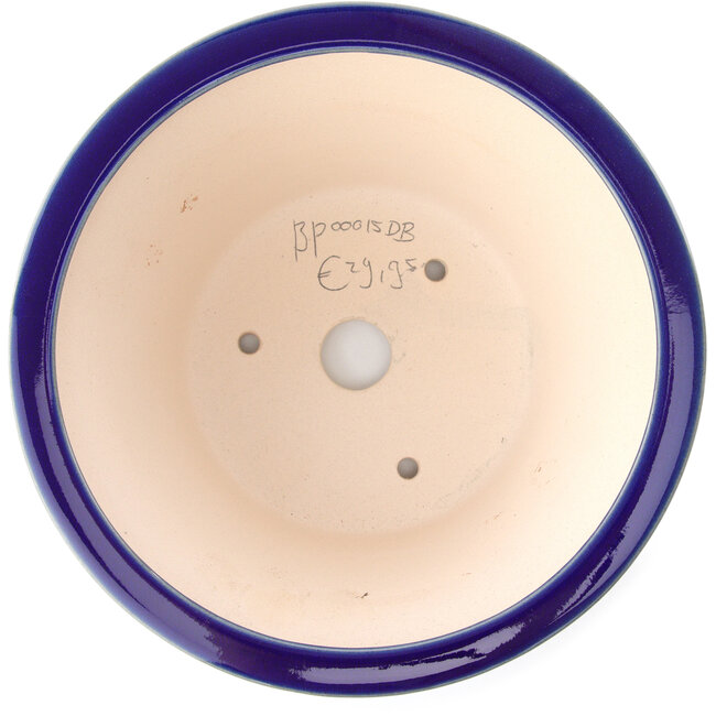 Pot à bonsaï rond bleu foncé par Yixing - 200 x 200 x 95 mm