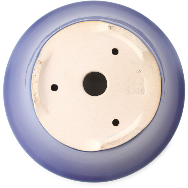 Ronde donkerblauwe bonsaipot van Yixing - 200 x 200 x 95 mm