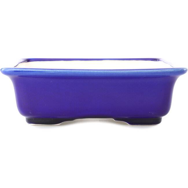 Vaso bonsai quadrato blu scuro di Yixing - 210 x 210 x 65 mm