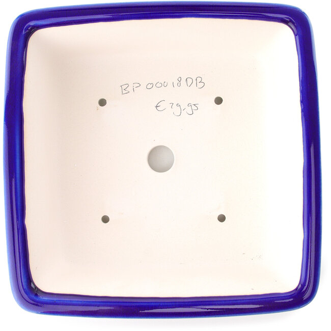 Square dark blue bonsai pot by Yixing - 210 x 210 x 65 mm