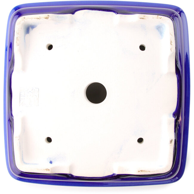 Vaso bonsai quadrato blu scuro di Yixing - 210 x 210 x 65 mm