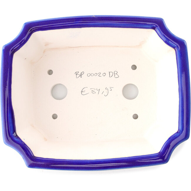 Pot à bonsaï rectangulaire bleu foncé par Yixing - 220 x 180 x 60 mm