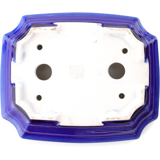 Pot à bonsaï rectangulaire bleu foncé par Yixing - 220 x 180 x 60 mm