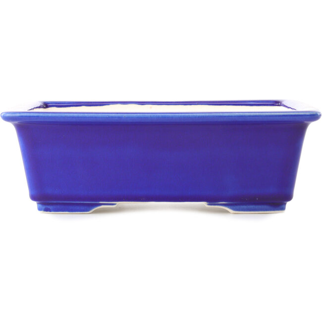 Rectangular dark blue bonsai pot by Yixing - 215 x 170 x 70 mm