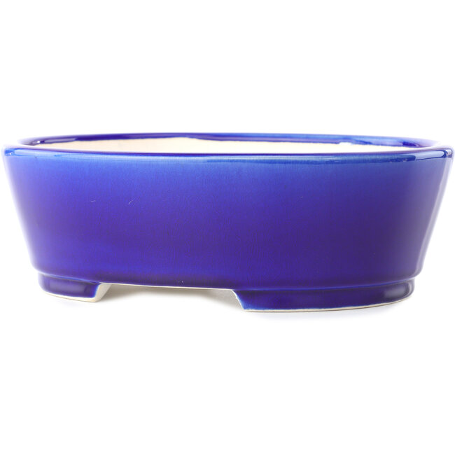 Pot à bonsaï ovale bleu foncé par Yixing - 235 x 185 x 75 mm