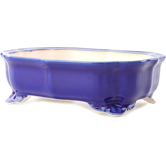 Pot à bonsaï Mokko bleu foncé par Yixing - 245 x 190 x 70 mm