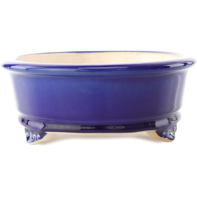 Pot à bonsaï ovale bleu foncé par Yixing - 270 x 200 x 80 mm