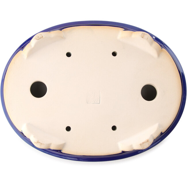 Pot à bonsaï ovale bleu foncé par Yixing - 270 x 200 x 80 mm