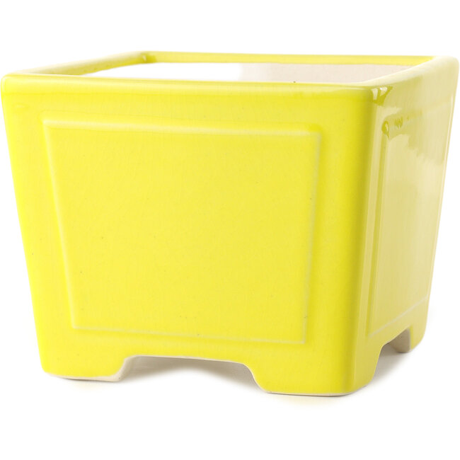 Pot à bonsaï carré jaune par Yixing - 140 x 140 x 110 mm