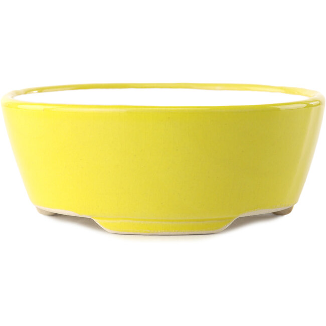 Round yellow bonsai pot by Yixing - 145 x 145 x 65 mm