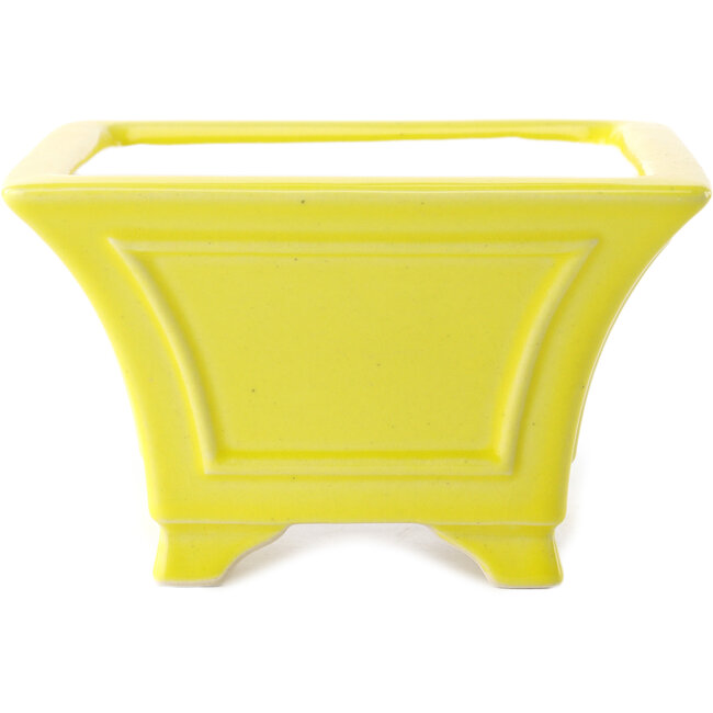 Pot à bonsaï carré jaune par Yixing - 150 x 150 x 90 mm