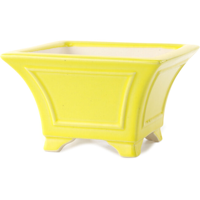 Vaso bonsai quadrato giallo di Yixing - 150 x 150 x 90 mm
