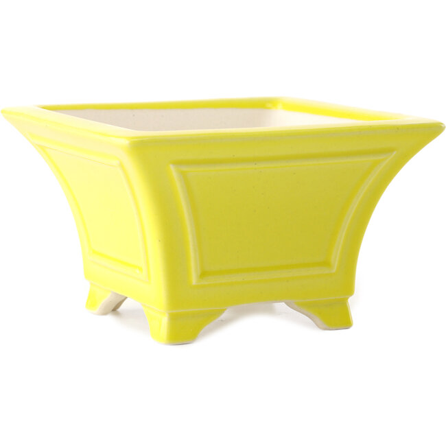 Pot à bonsaï carré jaune par Yixing - 150 x 150 x 90 mm