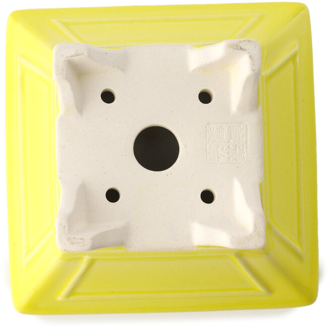 Pot à bonsaï carré jaune par Yixing - 150 x 150 x 90 mm